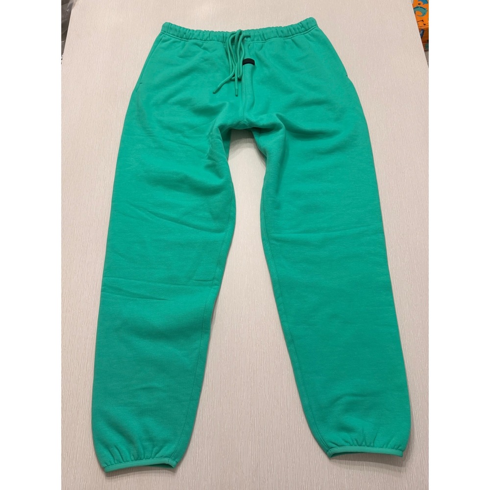 Fear of God Essentials Mens Sweatpants Green Fleece Joggers XL Relaxed Fit